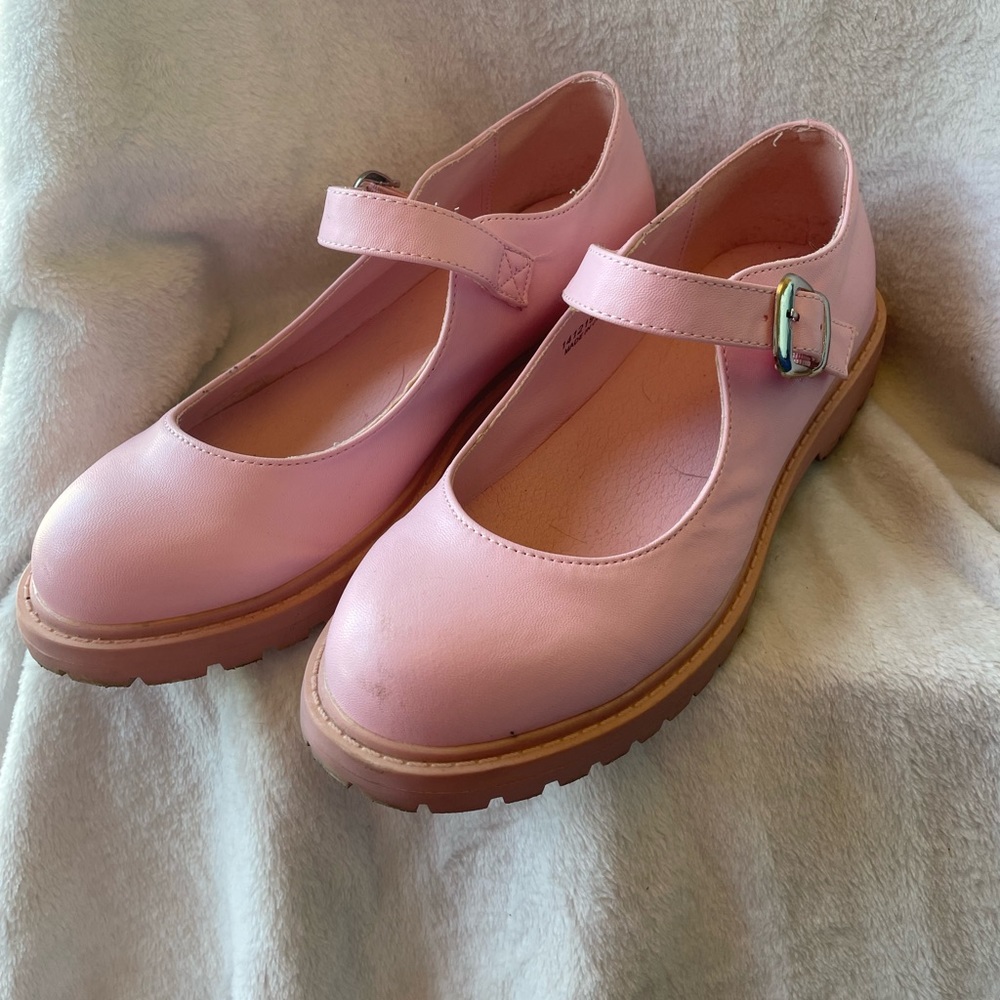Light Pink Faux Leather Mary Janes